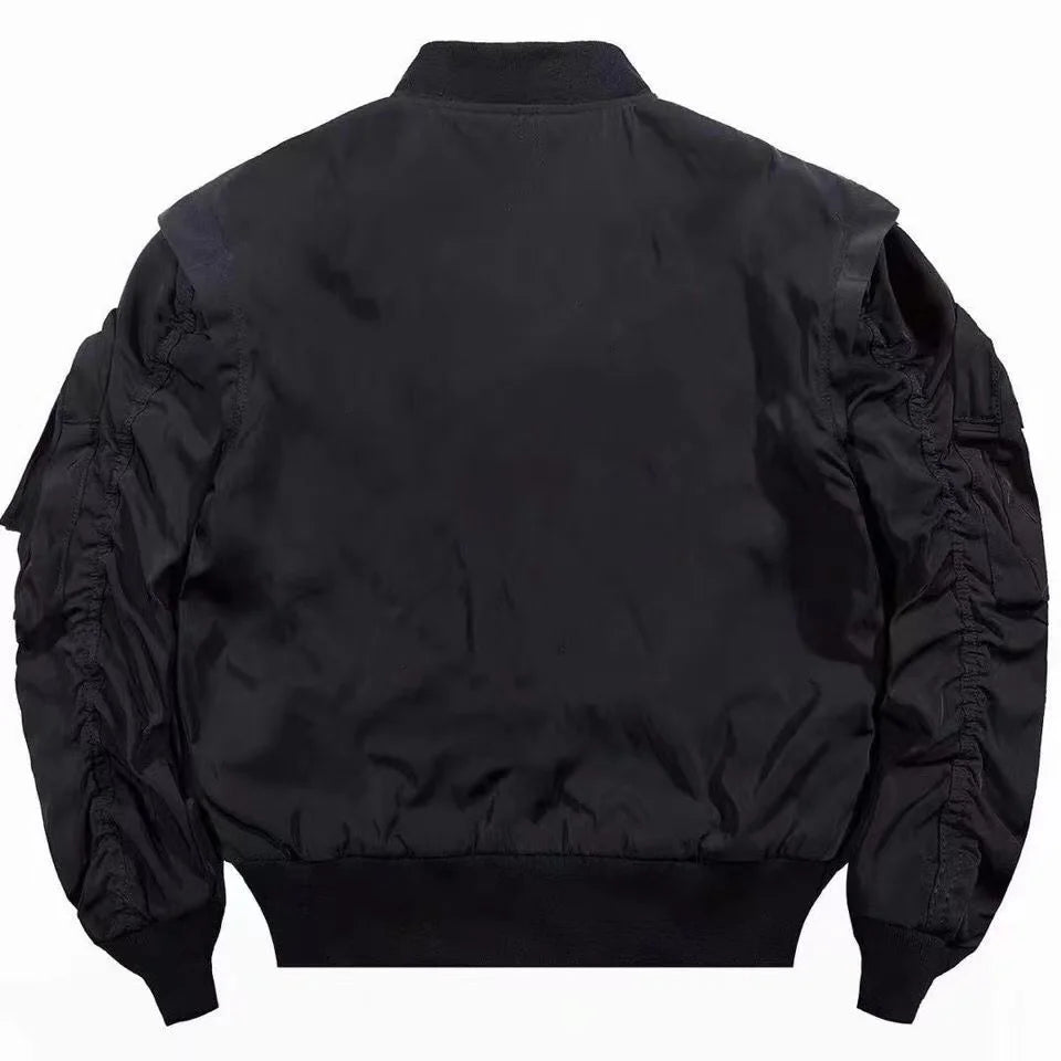 Black Skulls Punk Embroidery Bomber Jacket by RiderOut