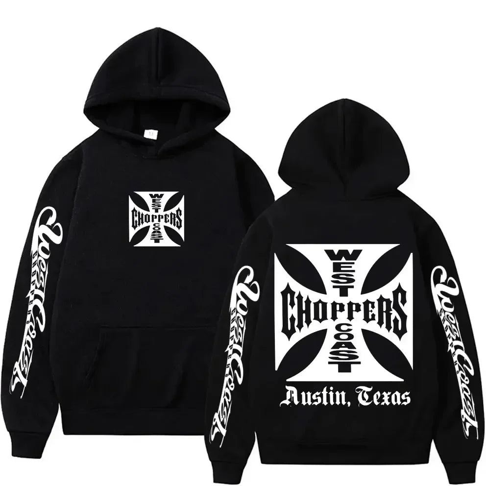 Black West Coast Chopper Graphic Hoodie by RiderOut™