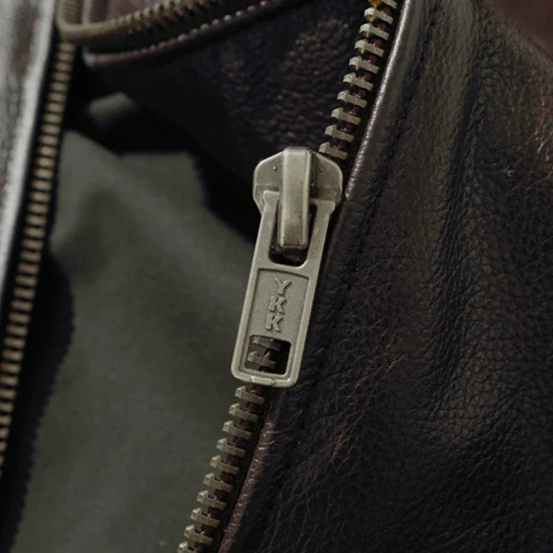 Genuine Leather Slim Fit Stand Collar Jacket by RiderOut