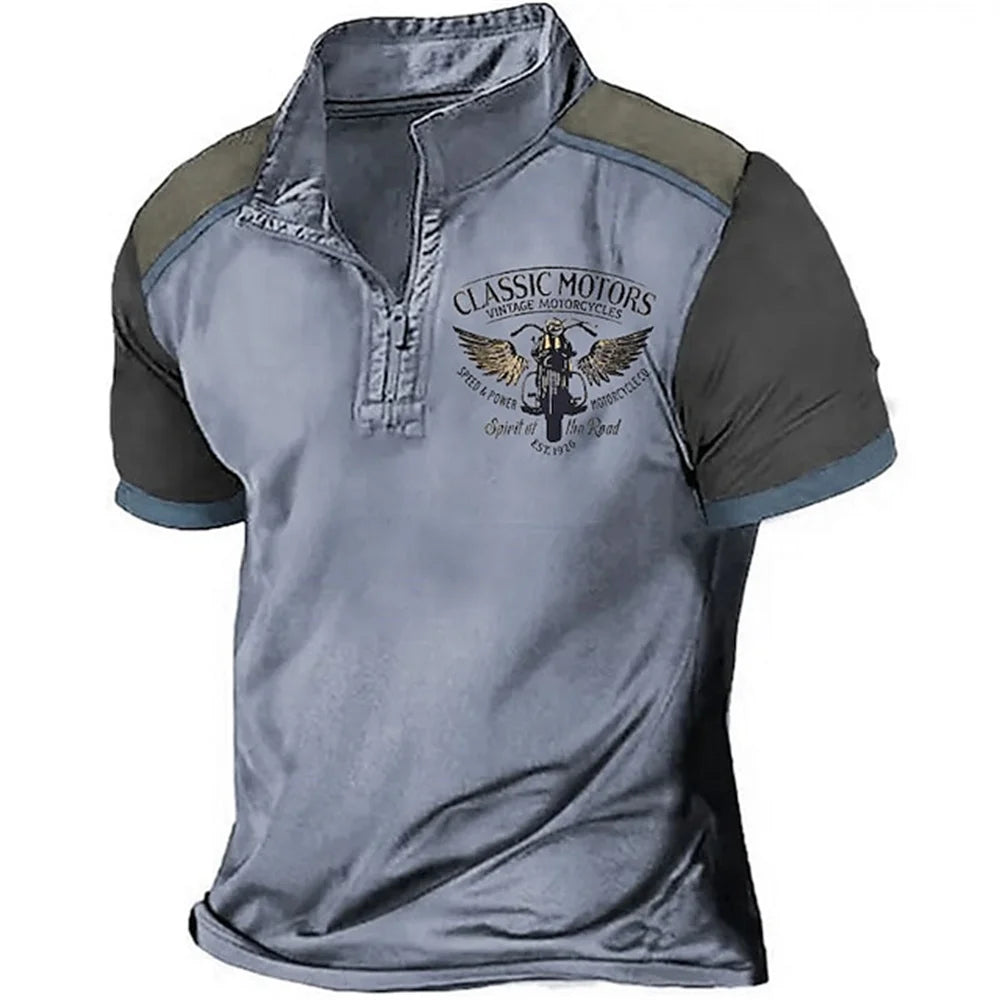 Vintage Short Sleeve Motorcycle 3d Print T-shirt by RiderOut