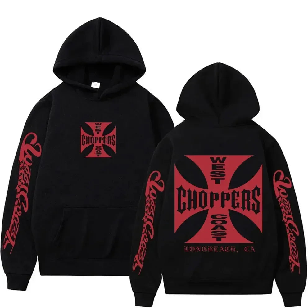 Red - Black West Coast Chopper Graphic Hoodie by RiderOut™