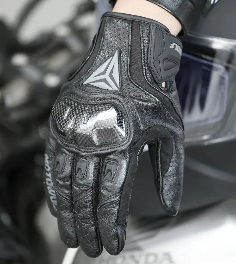 Breathable Leather Touchscreen Seasons Motorcycle Gloves by RiderOut™