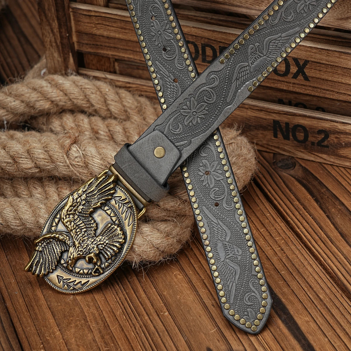 American Eagle Engraved Buckle PU Leather Belts by RiderOut