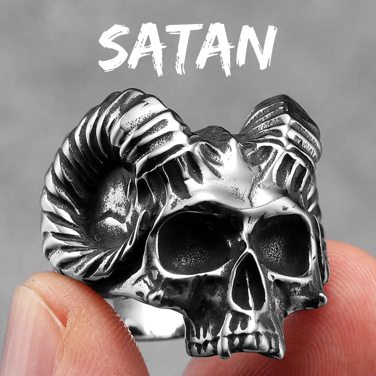 Gothic Satan Skull Ring by RiderOut™
