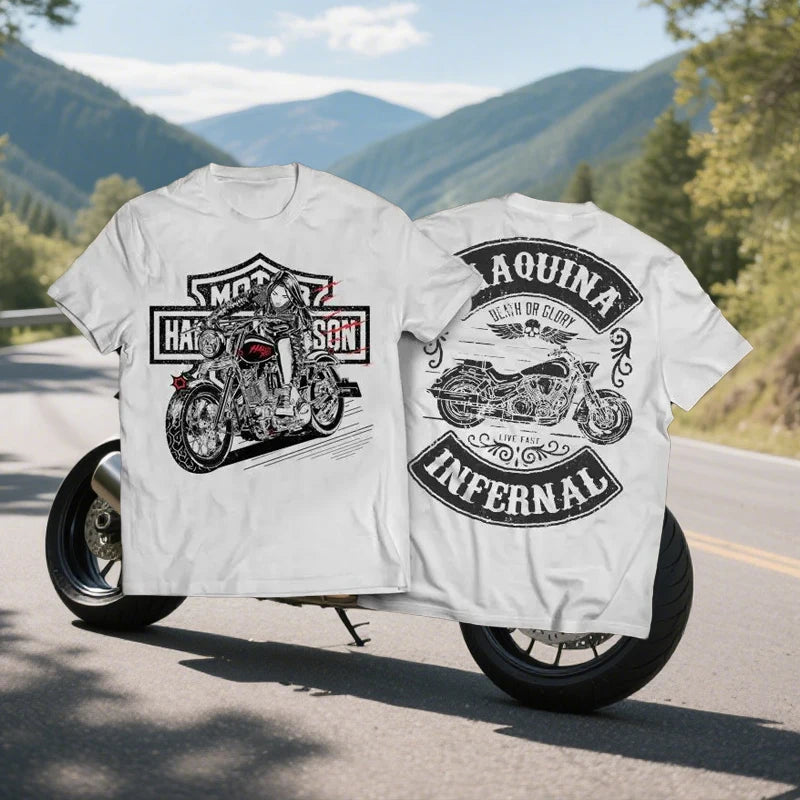 H D Chopper Print Motorcycle T-Shirt by RiderOut™