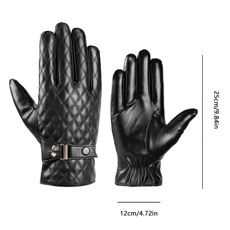 Black Winter Thermal Plush Motorcycle Riding Gloves by RiderOut