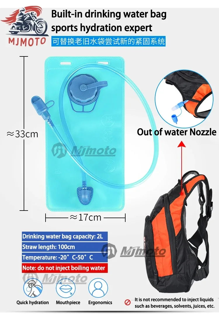 Motorcycle Hydration Backpack Built-in 2L Water Bag by RiderOut™