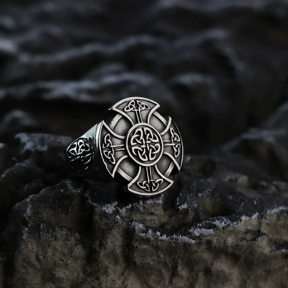 Cross Celtic Knot Titanium Steel Ring by RiderOut™