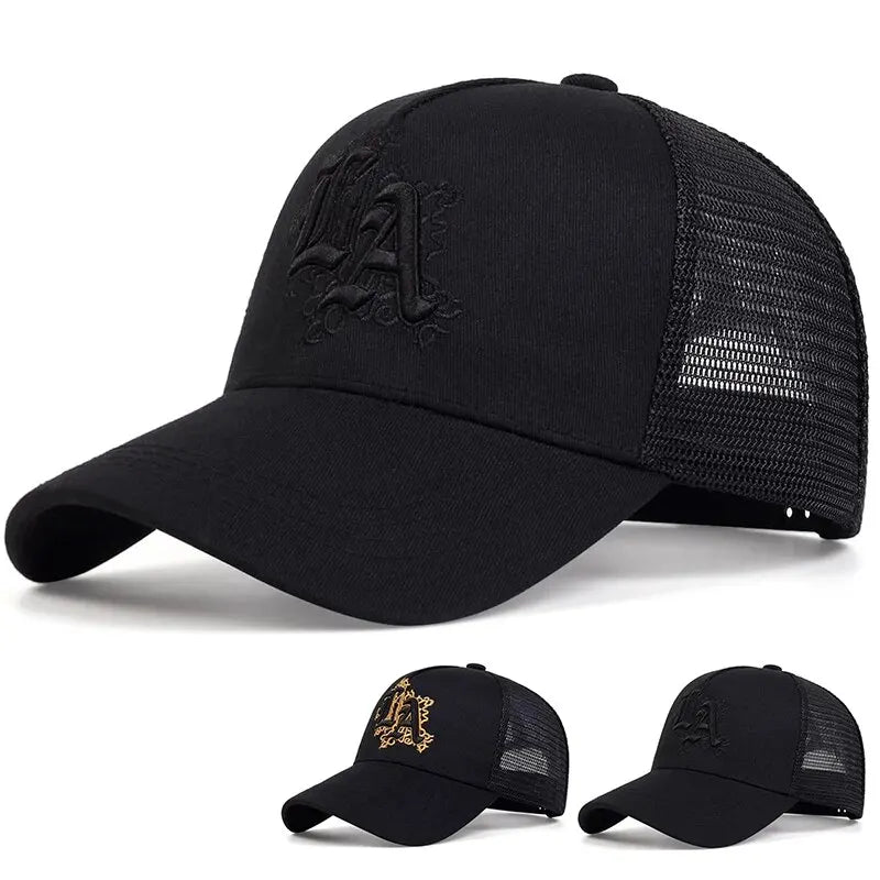 LA Letter Embroidery Baseball Net Caps by RiderOut™