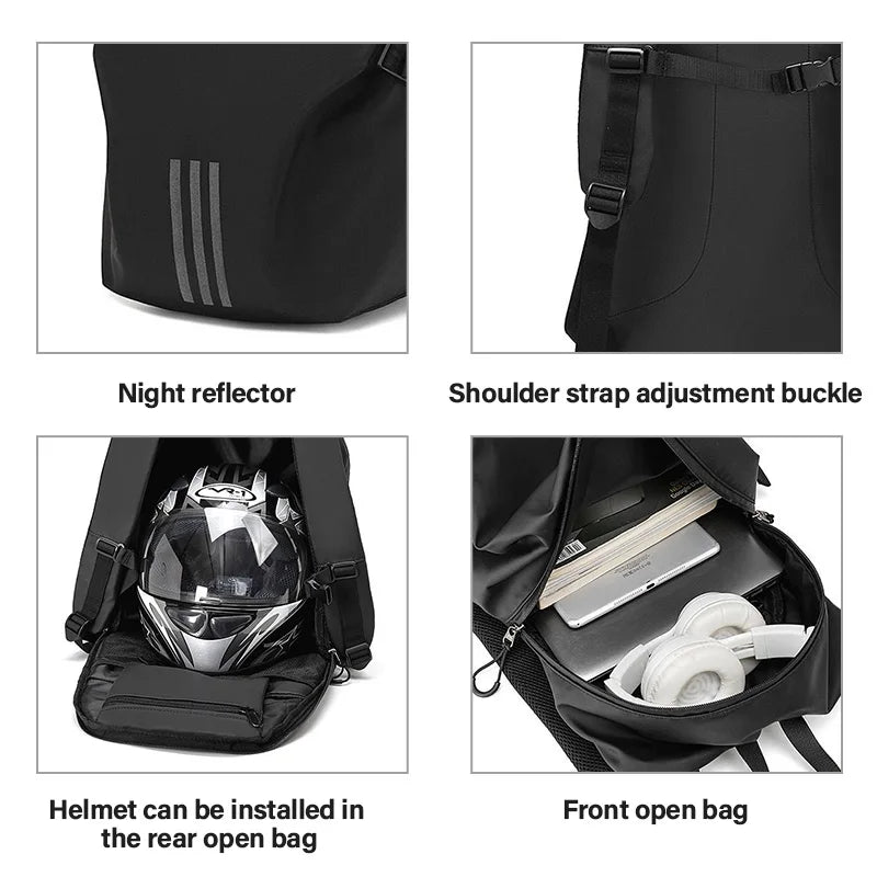 Black Motorcycle Helmet Waterproof Backpack by RiderOut™