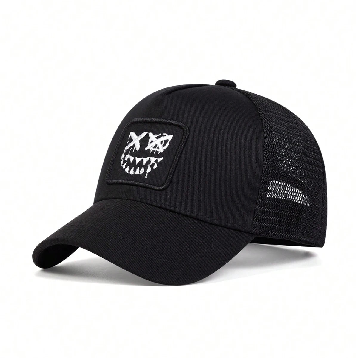 Black XX Smiling Face Embroidery Baseball Net Caps by RiderOut™