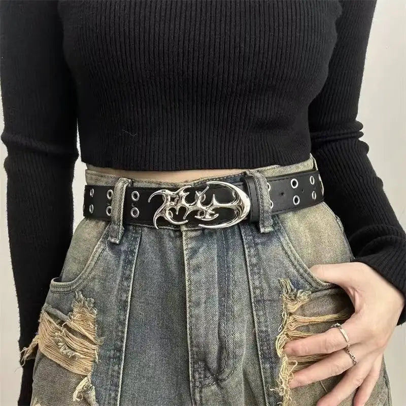 Black PU Leather Punk Style Belt by RiderOut™