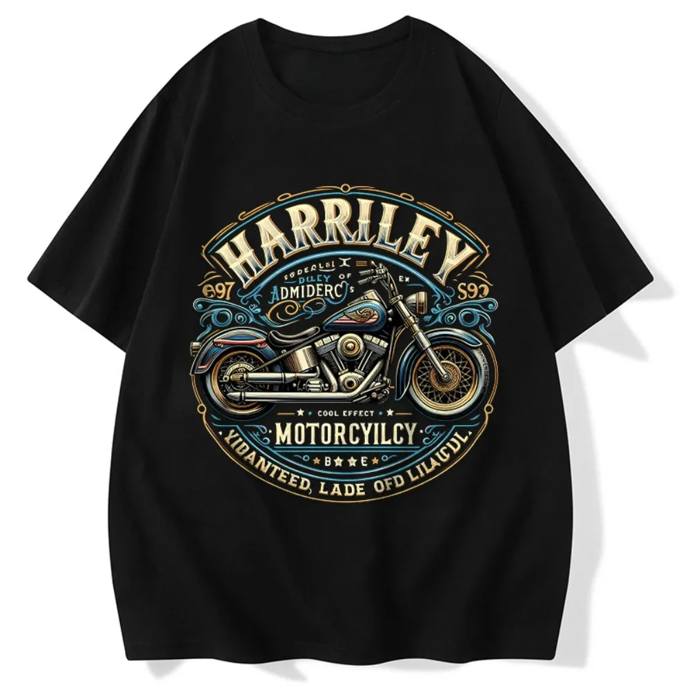 H D Print Motorcycle Cotton T-shirt by RiderOut™