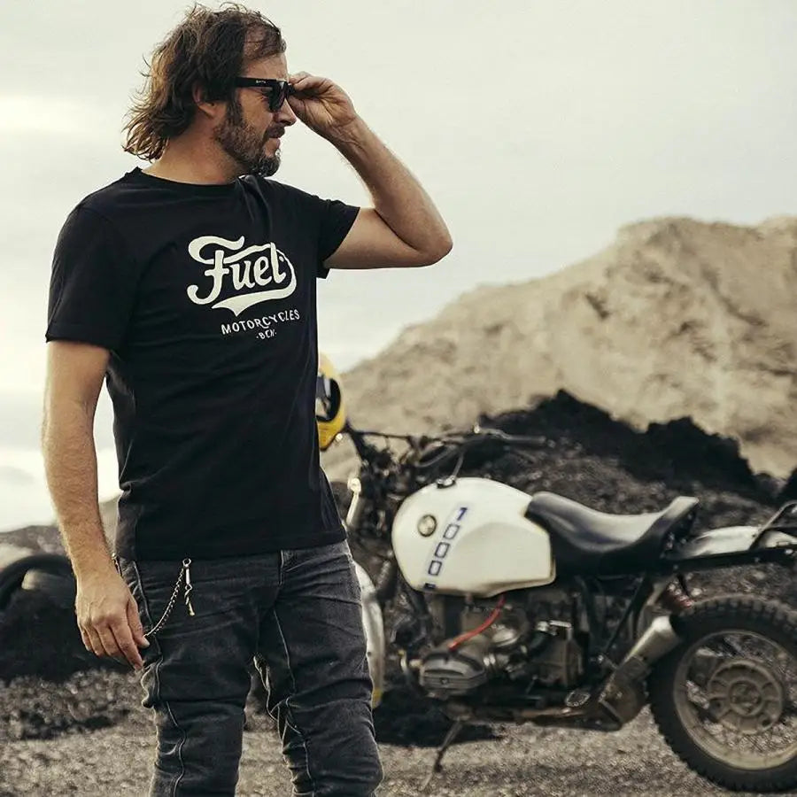 Black Fuel Motorcycles Cotton T-shirt by RiderOut™