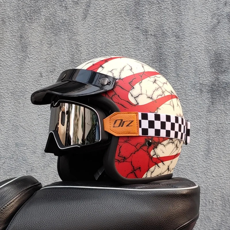 Retro Half Open Designer Motorcycle Helmet by RiderOut™