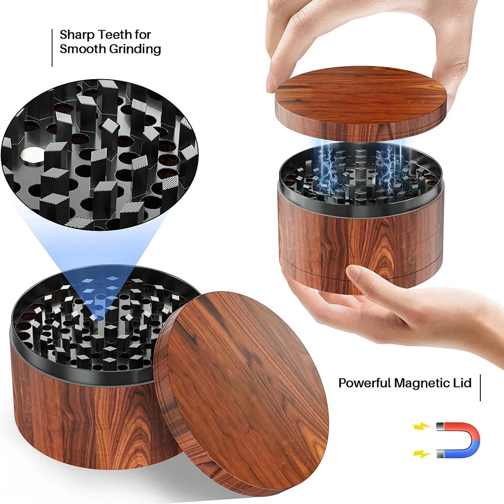 3“ Metal Wood Design Tobacco Herb Grinder by RiderOut™