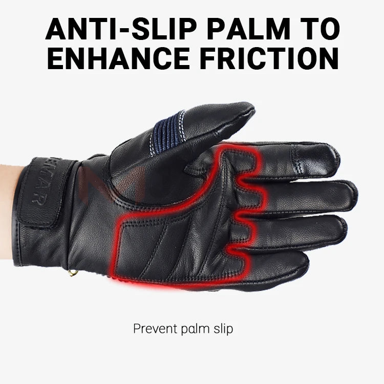 Retro Leather & Denim Motorcycle Gloves by RiderOut™
