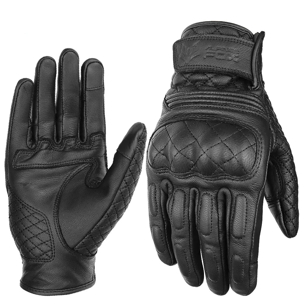 Retro Motorcycle Genuine Leather Gloves by RiderOut™