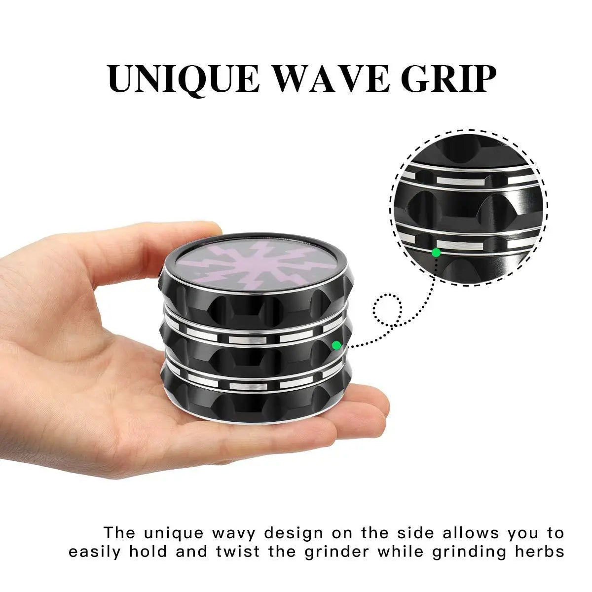 2.5inch Hand Crank Aluminium Grinder with Clear Top by RiderOut™