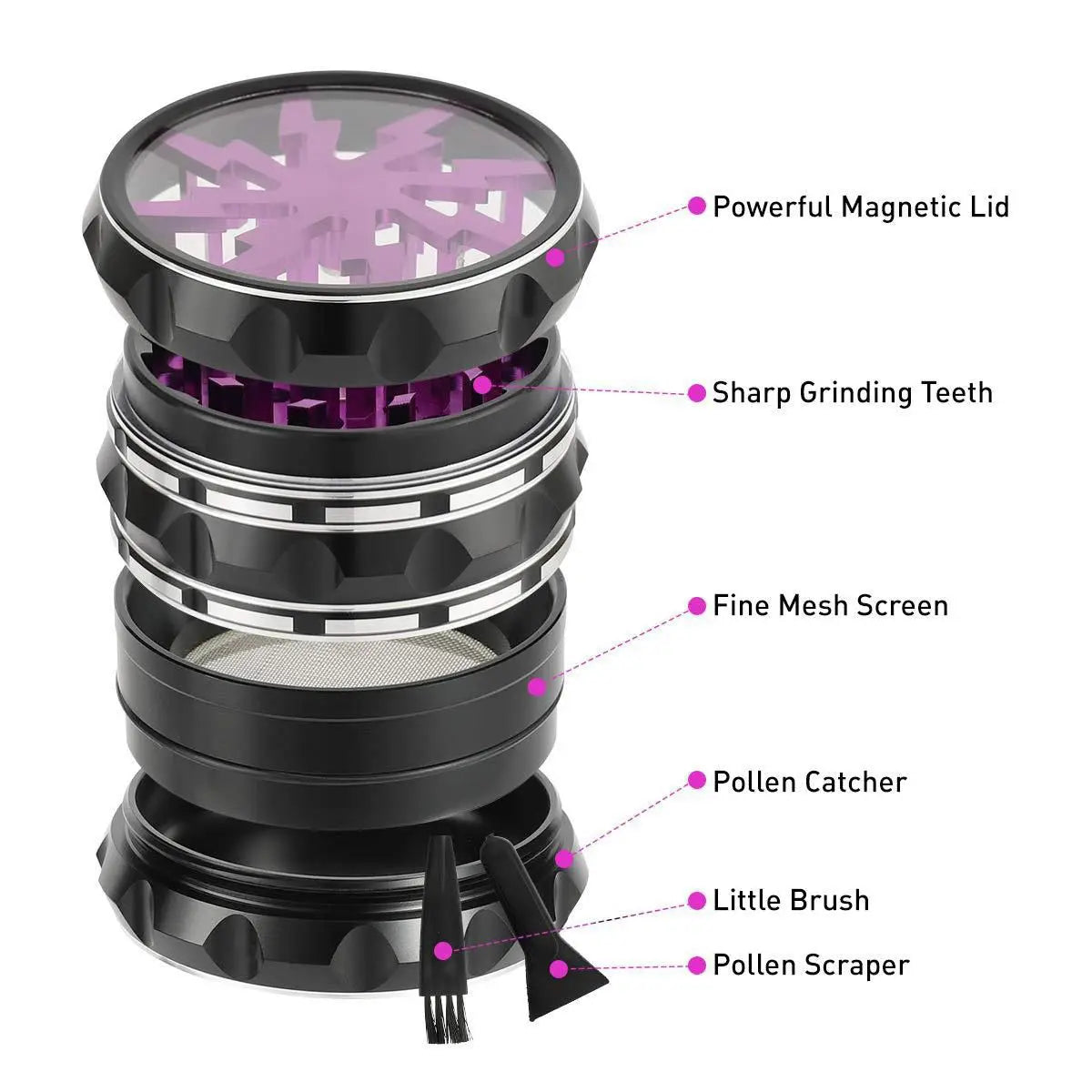 2.5inch Hand Crank Aluminium Grinder with Clear Top by RiderOut™