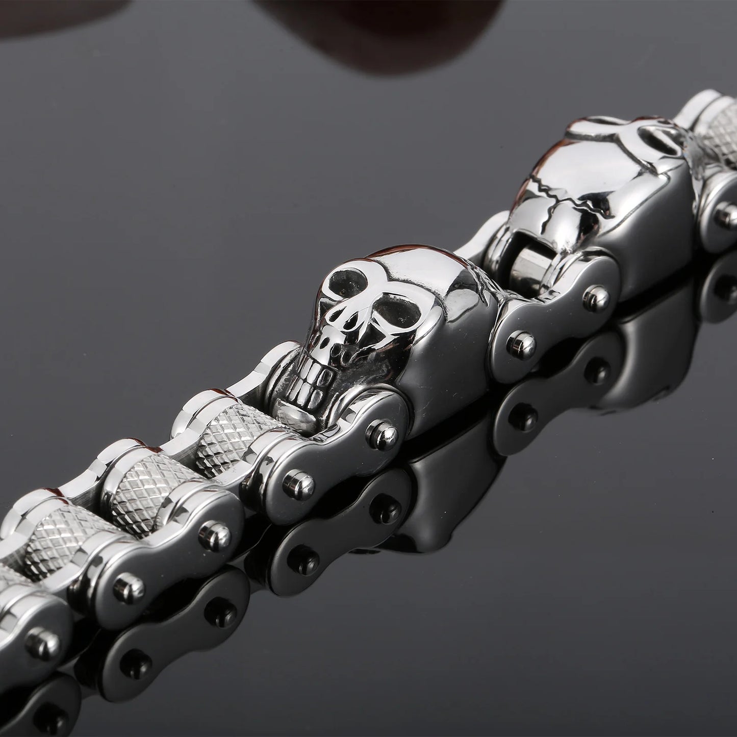 Gothic Skull Head Charm Motorcycle Chain Bracelet by RiderOut™