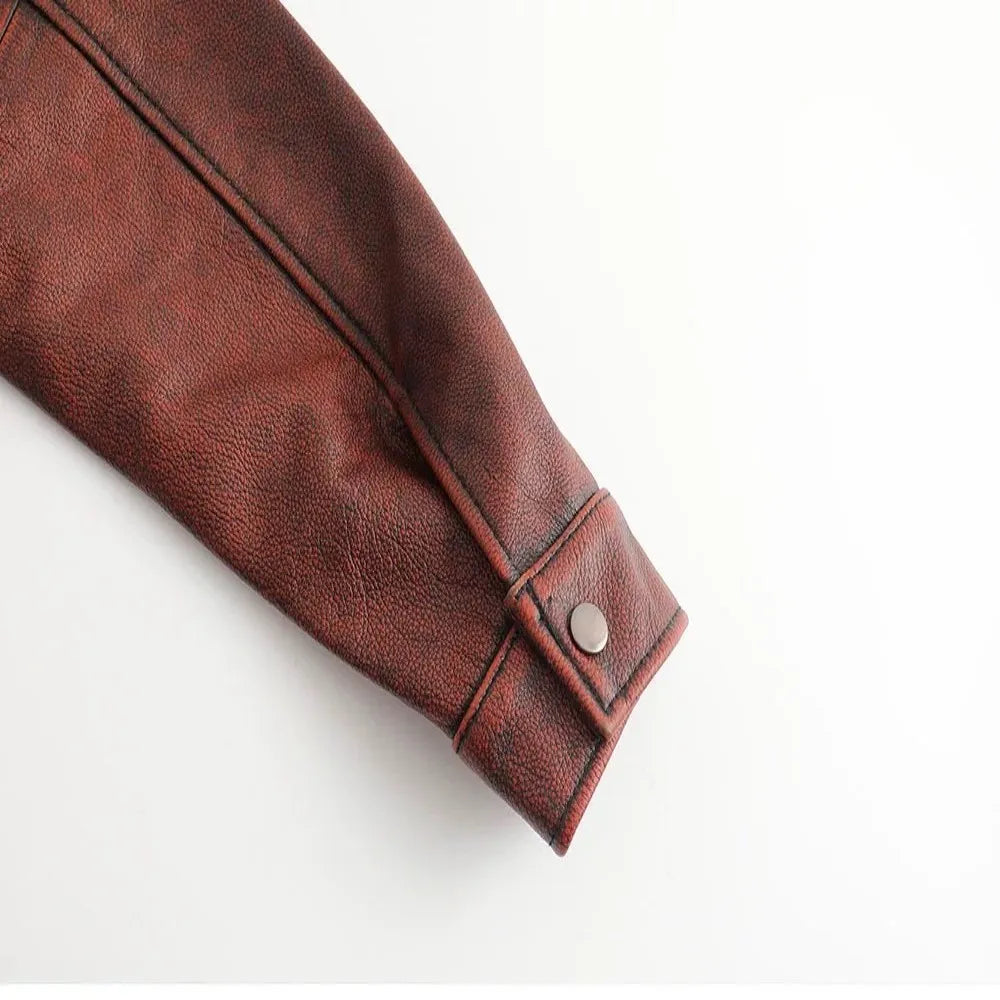 Brown Genuine Cowhide Leather Vintage Style Jacket by RiderOut