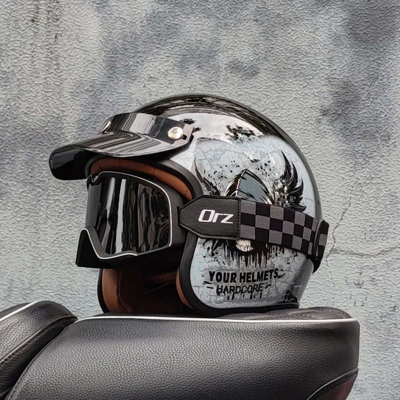 Retro Half Open Designer Motorcycle Helmet by RiderOut™