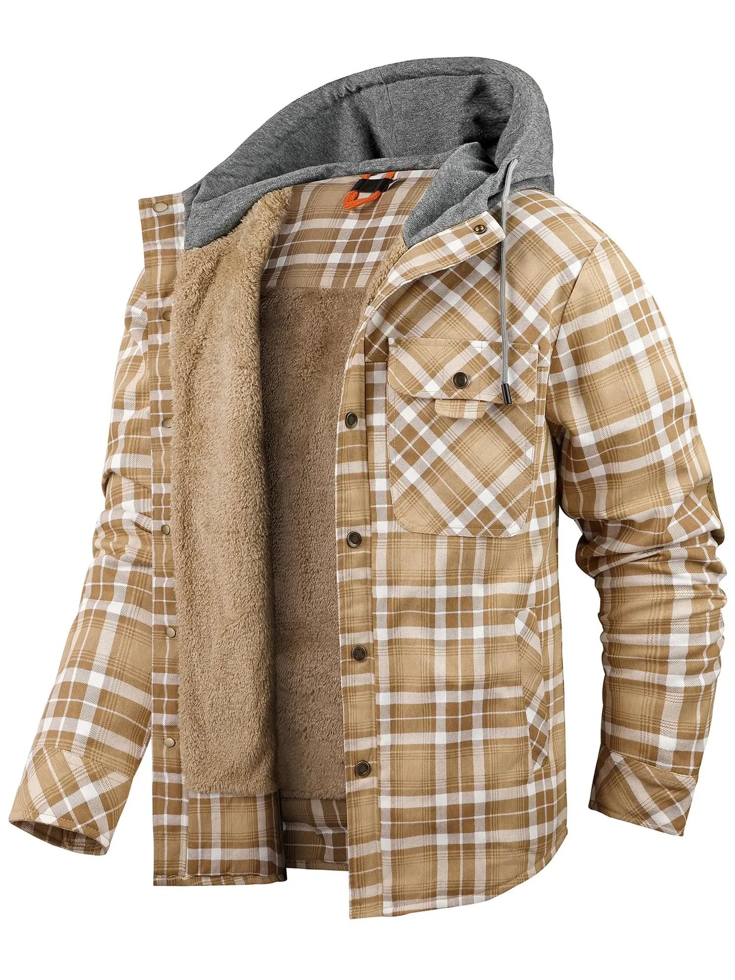Plaid Flannel Snap Fleece Warm Hoodie by RiderOut