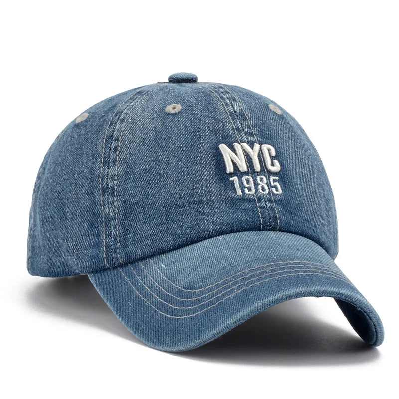 NYC Embroidery Letter Denim Baseball Cap by RiderOut™