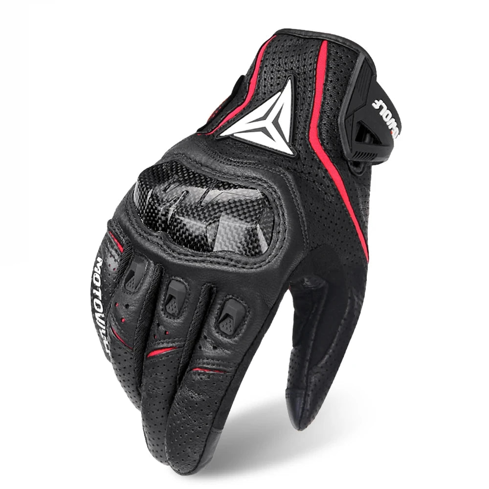 Breathable Leather Touchscreen Seasons Motorcycle Gloves by RiderOut™