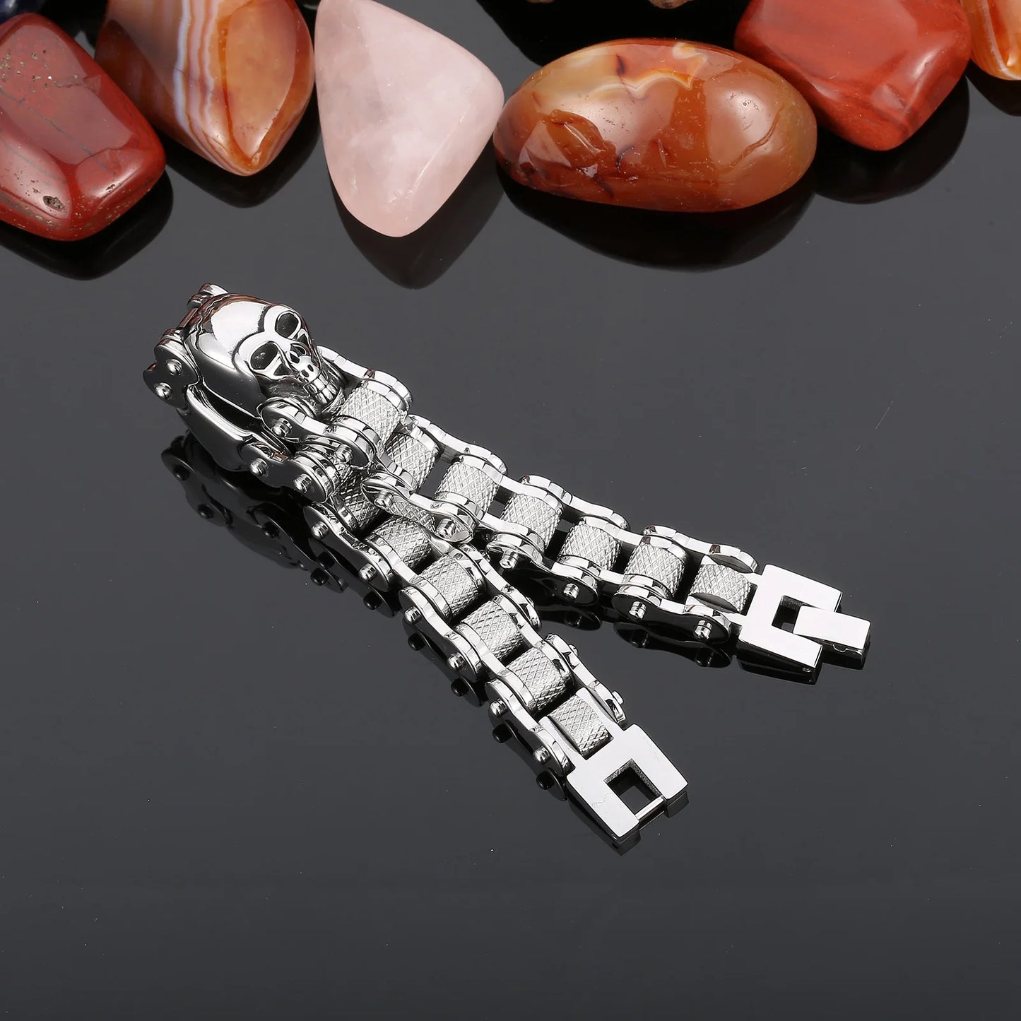 Gothic Skull Head Charm Motorcycle Chain Bracelet by RiderOut™