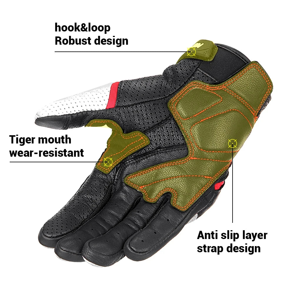 Breathable Leather Touchscreen Seasons Motorcycle Gloves by RiderOut™