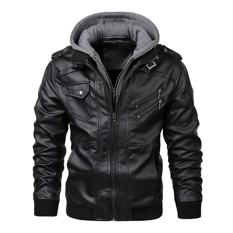 Hooded Motorcycle PU Jacket by RiderOut