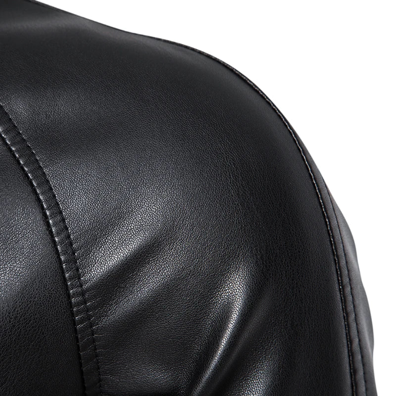 Black Stand Collar Comfortable Slim Leather Jacket by RiderOut