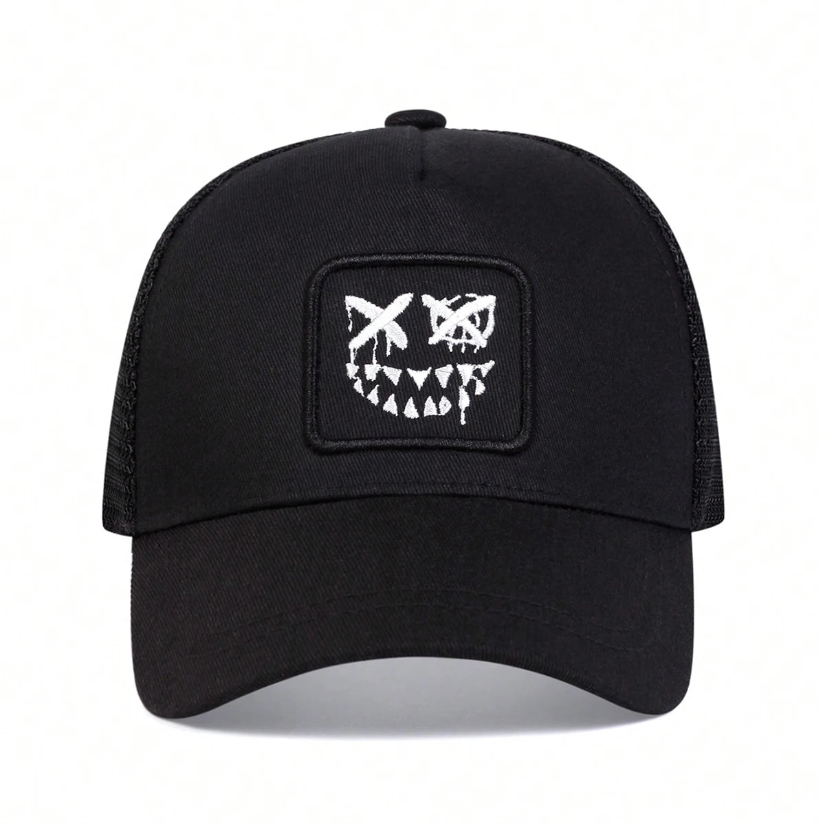 Black XX Smiling Face Embroidery Baseball Net Caps by RiderOut™