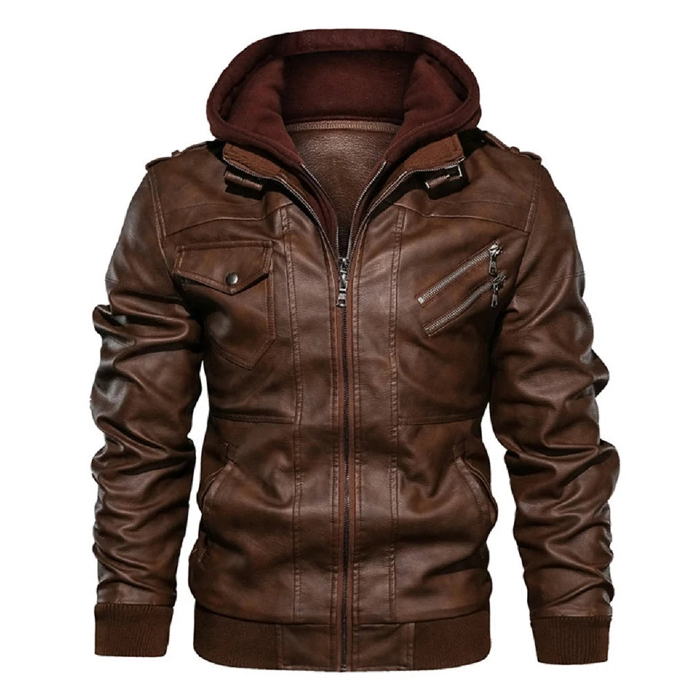 Hooded Motorcycle PU Jacket by RiderOut