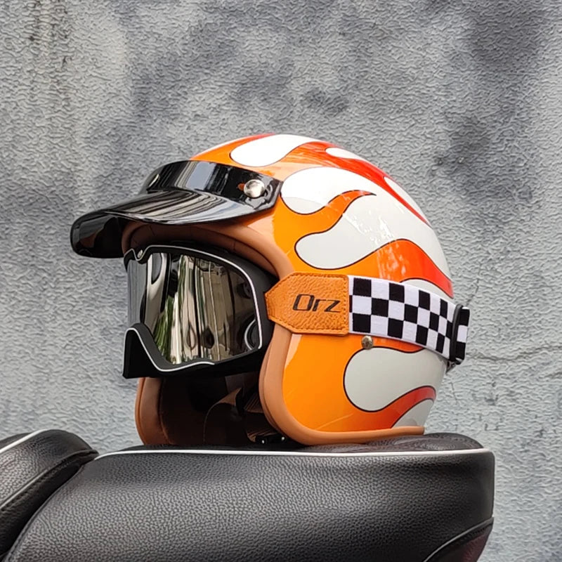 Retro Half Open Designer Motorcycle Helmet by RiderOut™
