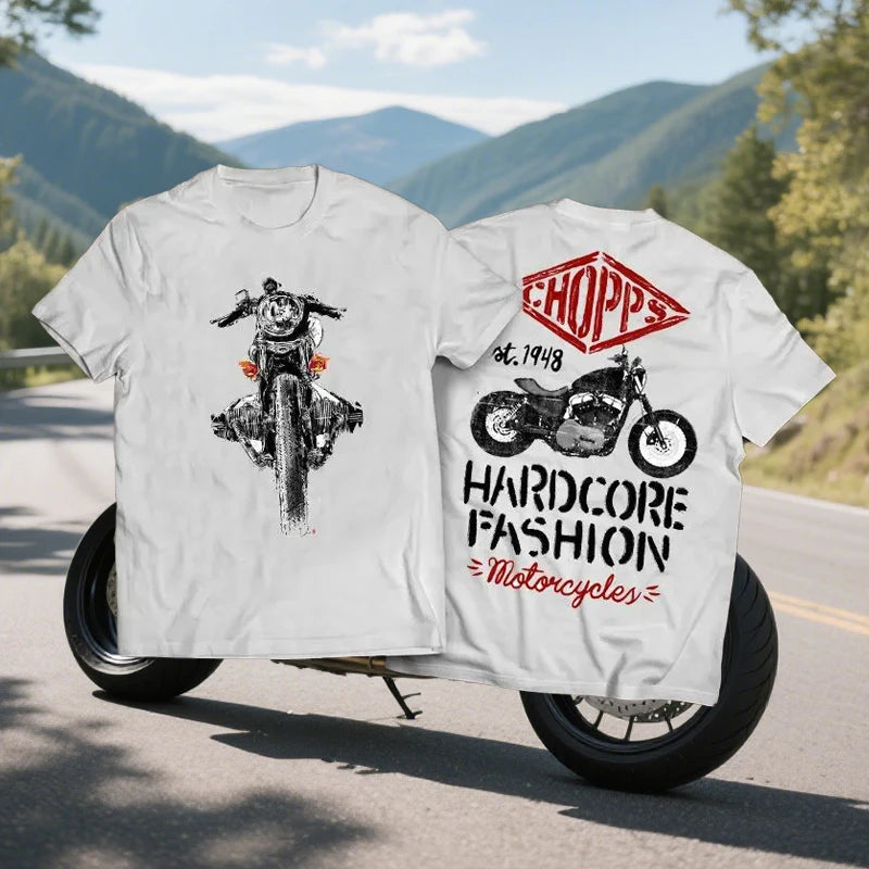 H D Chopper Print Motorcycle T-Shirt by RiderOut™