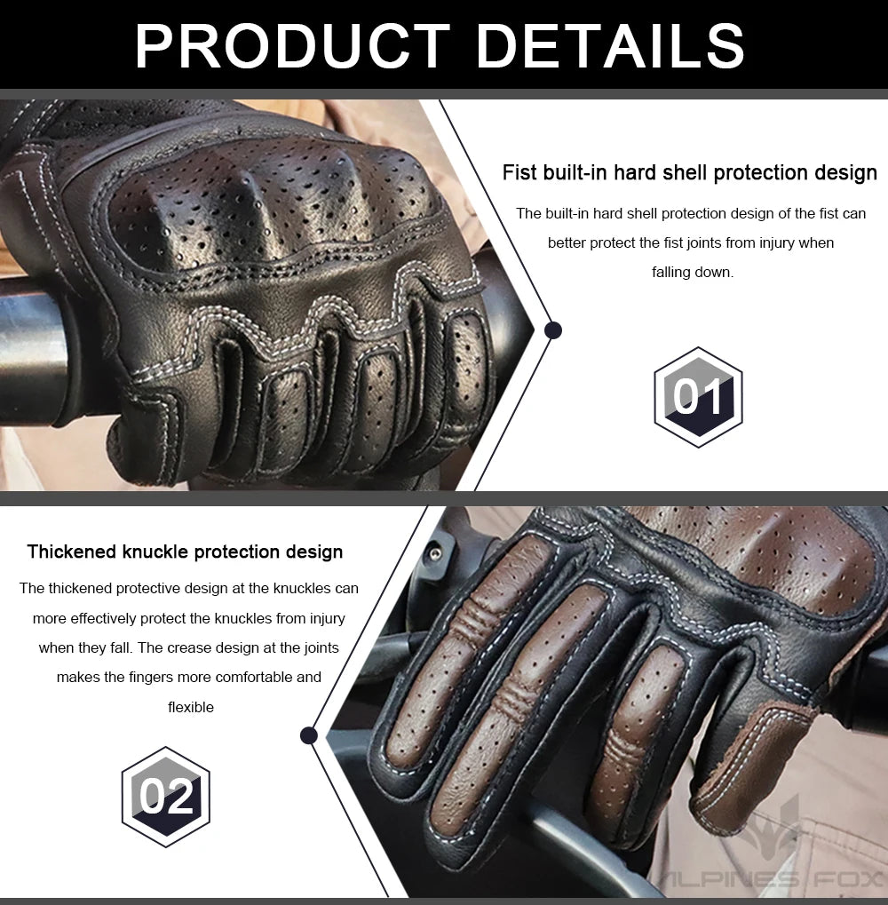Vintage Leather Motorcycle Gloves by RiderOut™