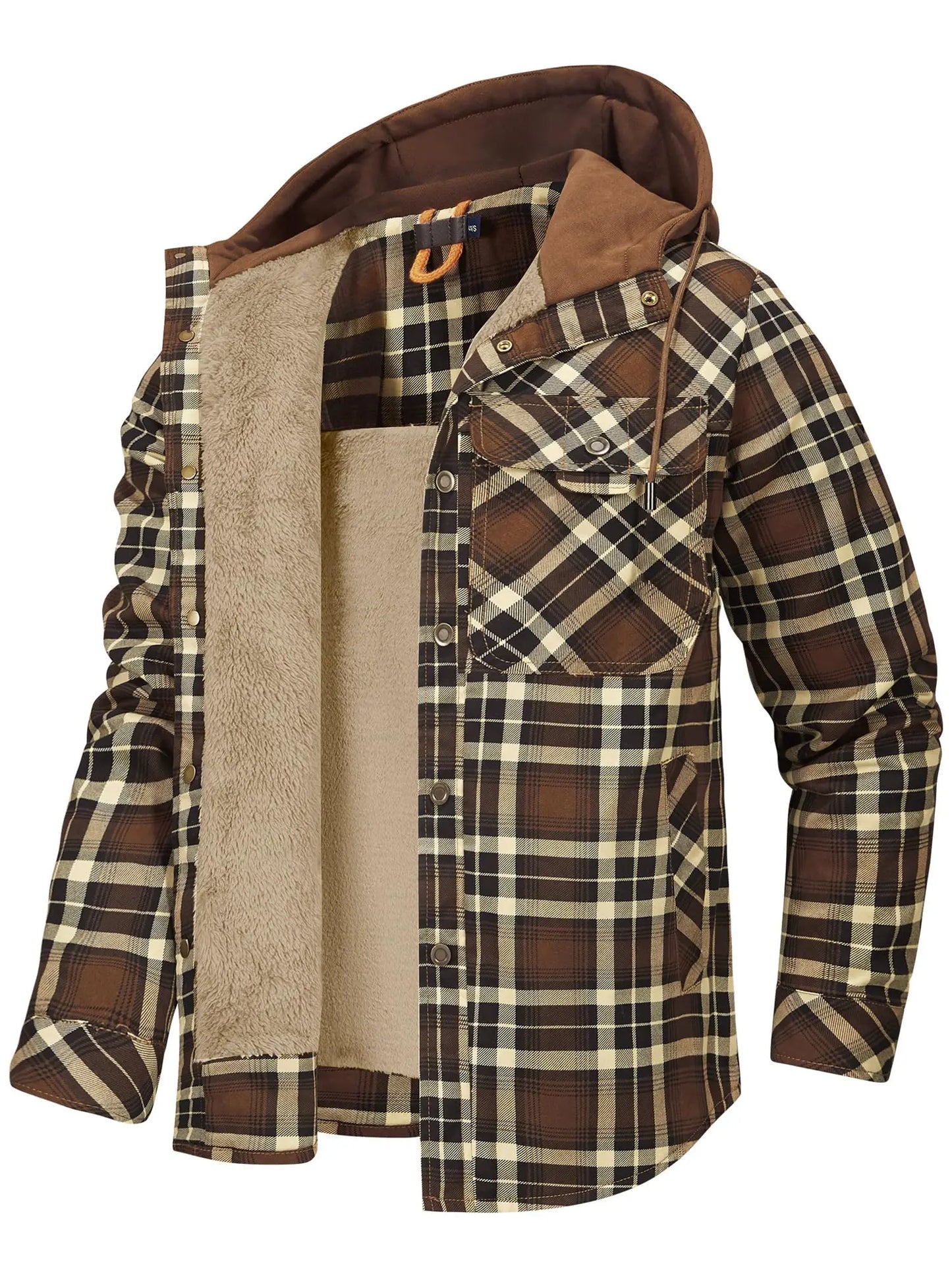 Plaid Flannel Snap Fleece Warm Hoodie by RiderOut