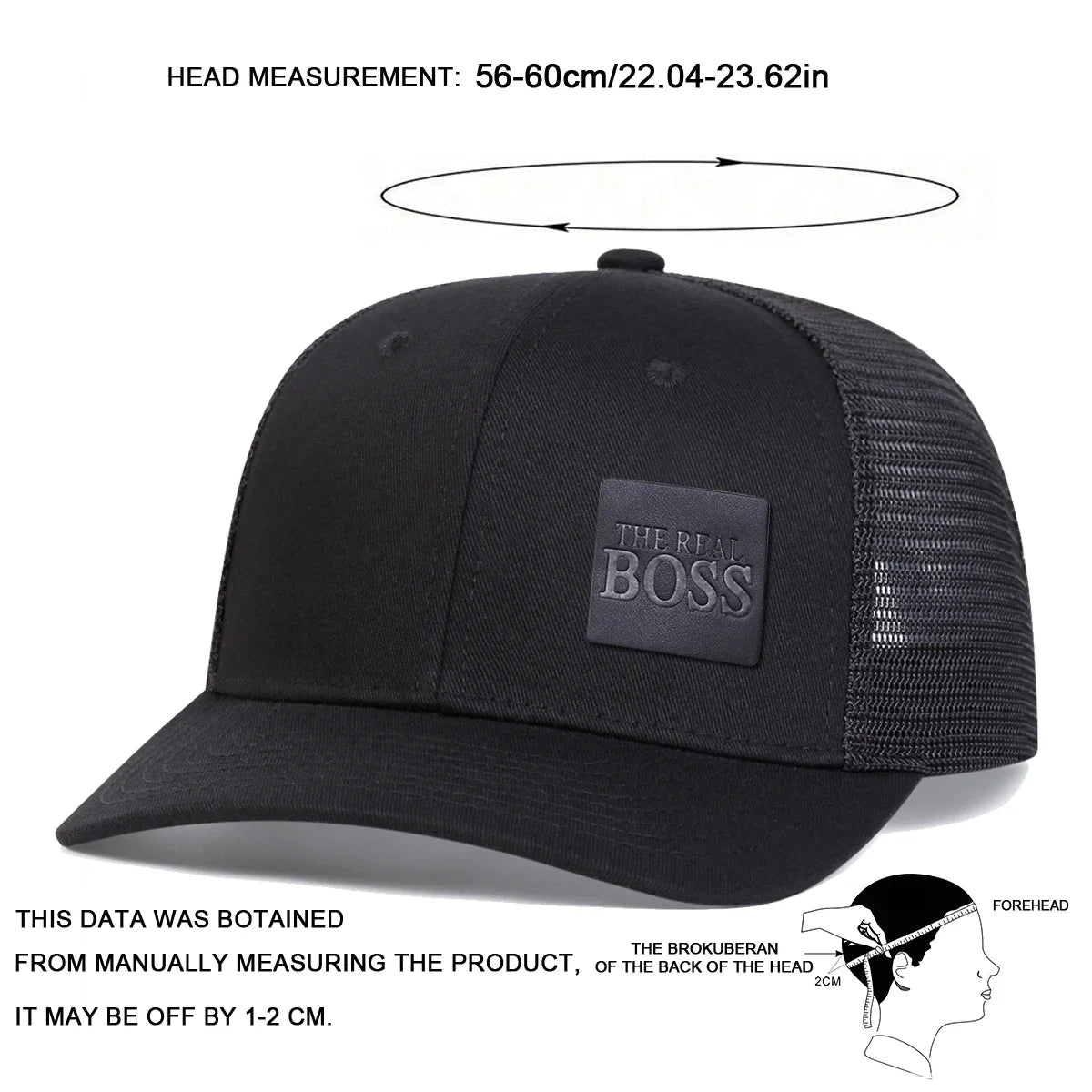 THE REAL BOSS Letter Leather Label Baseball Net Caps by RiderOut™