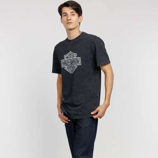 Dark Gray HD Basic Logo Washed Cotton T-shirts by RiderOut™