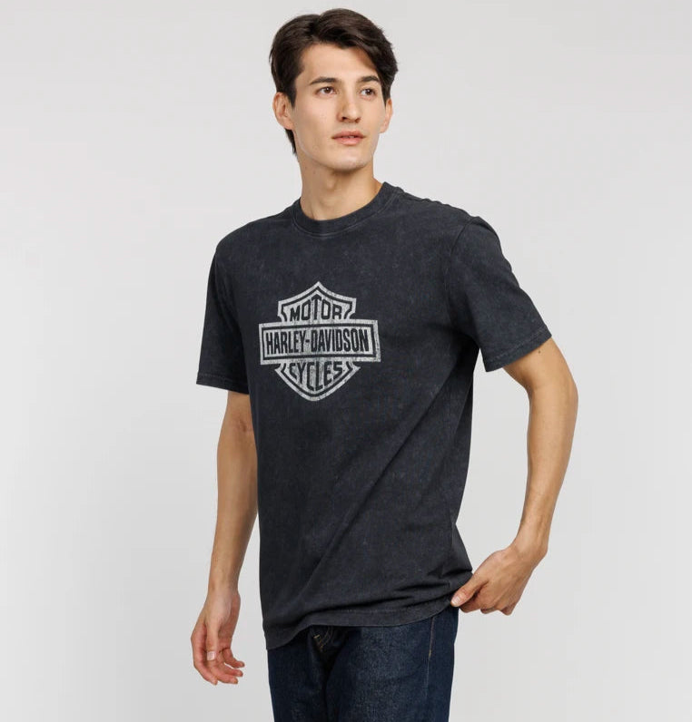 Dark Gray HD Basic Logo Washed Cotton T-shirts by RiderOut™