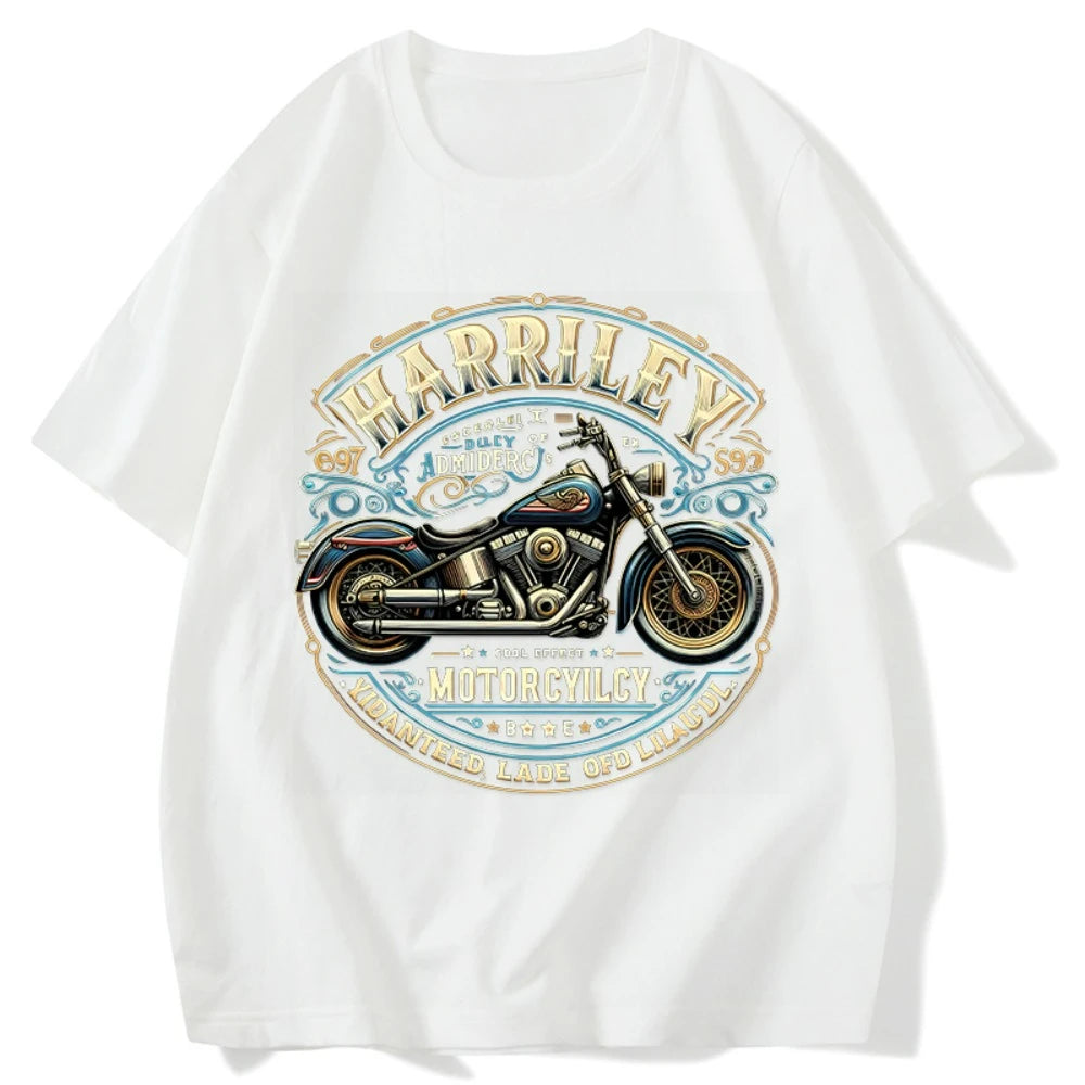 H D Print Motorcycle Cotton T-shirt by RiderOut™