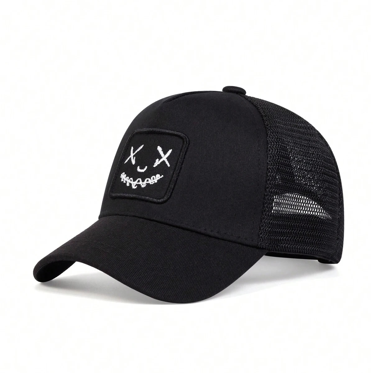 Black XX Smiling Face Embroidery Baseball Net Caps by RiderOut™