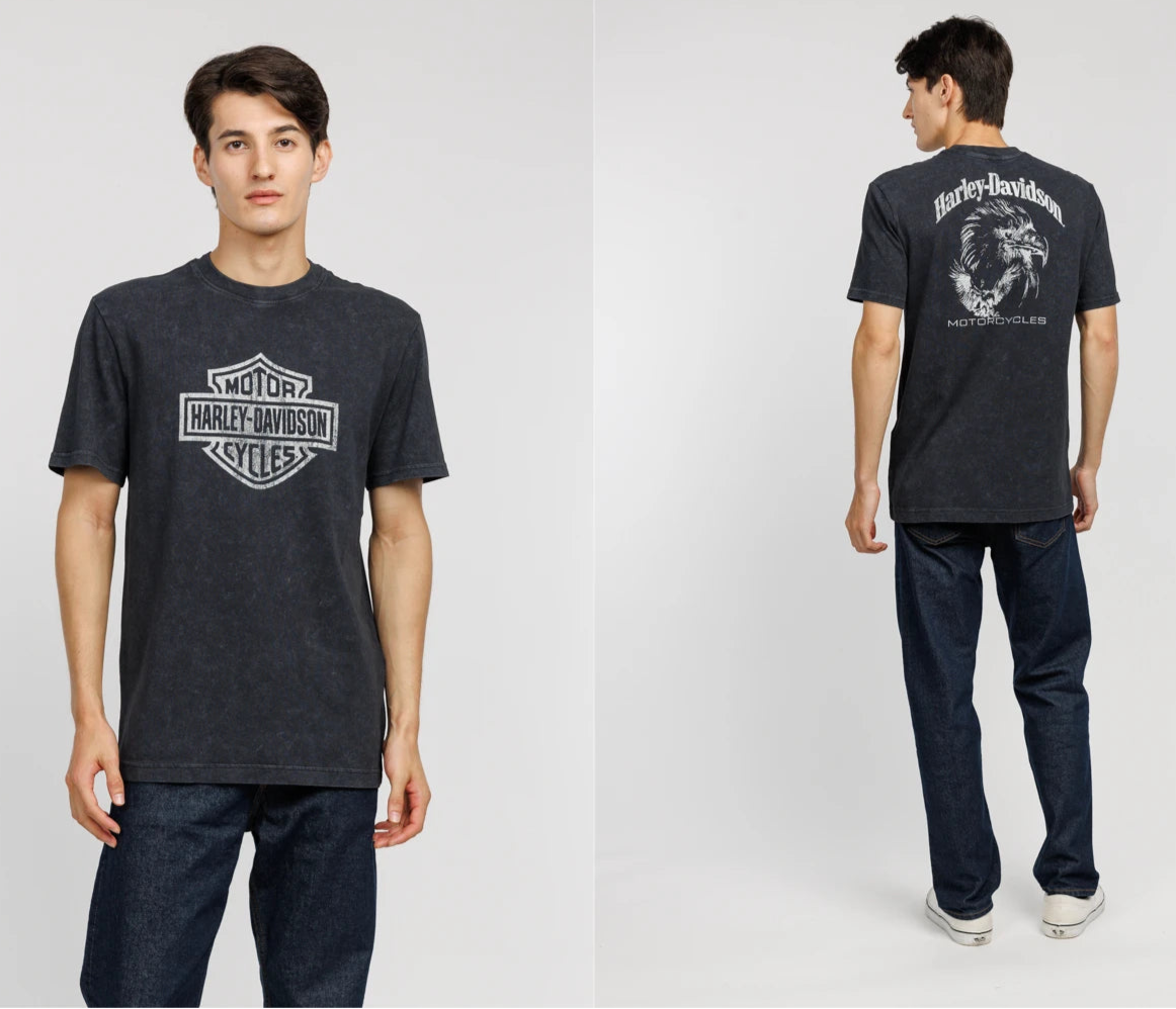 Dark Gray HD Basic Logo Washed Cotton T-shirts by RiderOut™