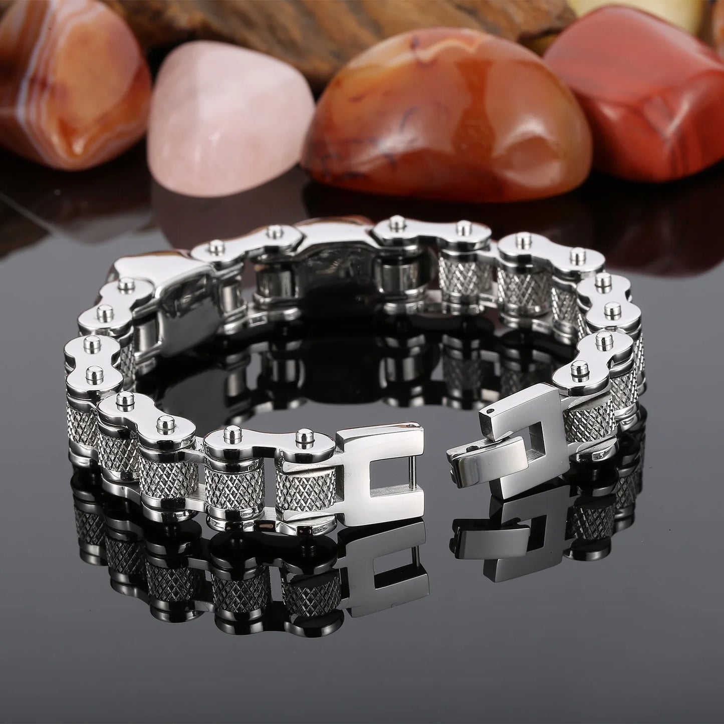Gothic Skull Head Charm Motorcycle Chain Bracelet by RiderOut™
