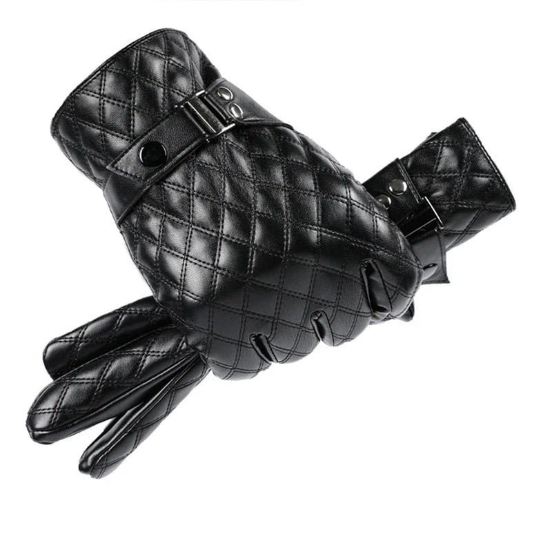 Black Winter Thermal Plush Motorcycle Riding Gloves by RiderOut