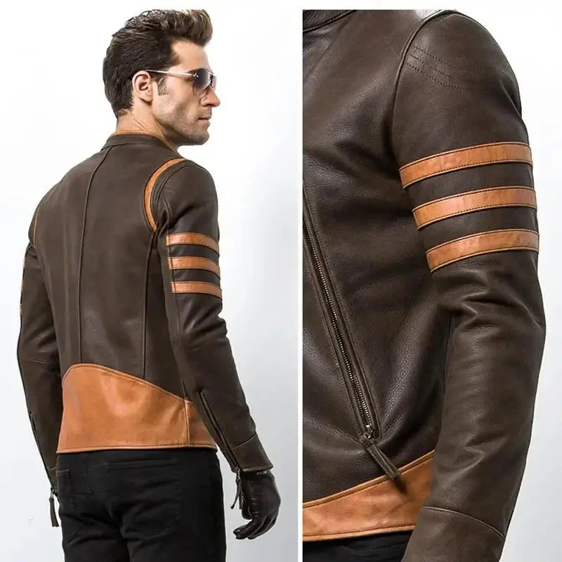 Slim Fit Retro Locomotive Logan PU Leather Jacket by RiderOut