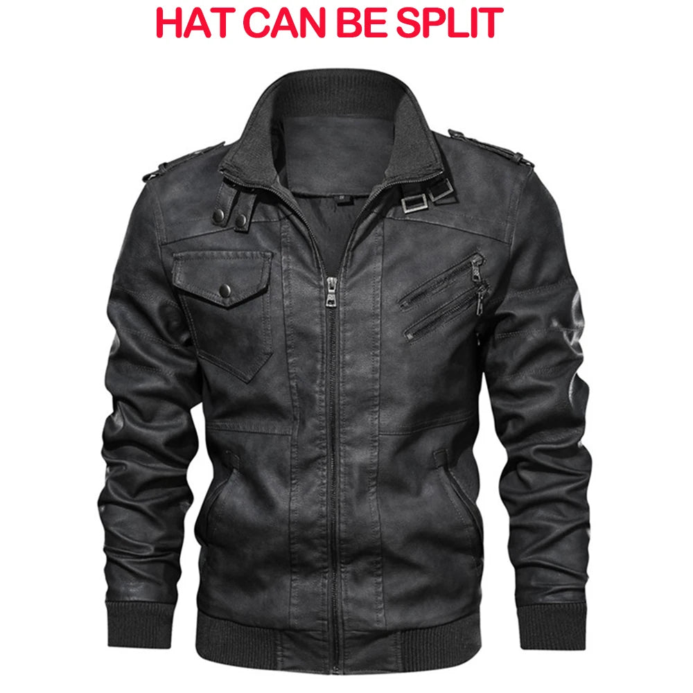 Hooded Motorcycle PU Jacket by RiderOut